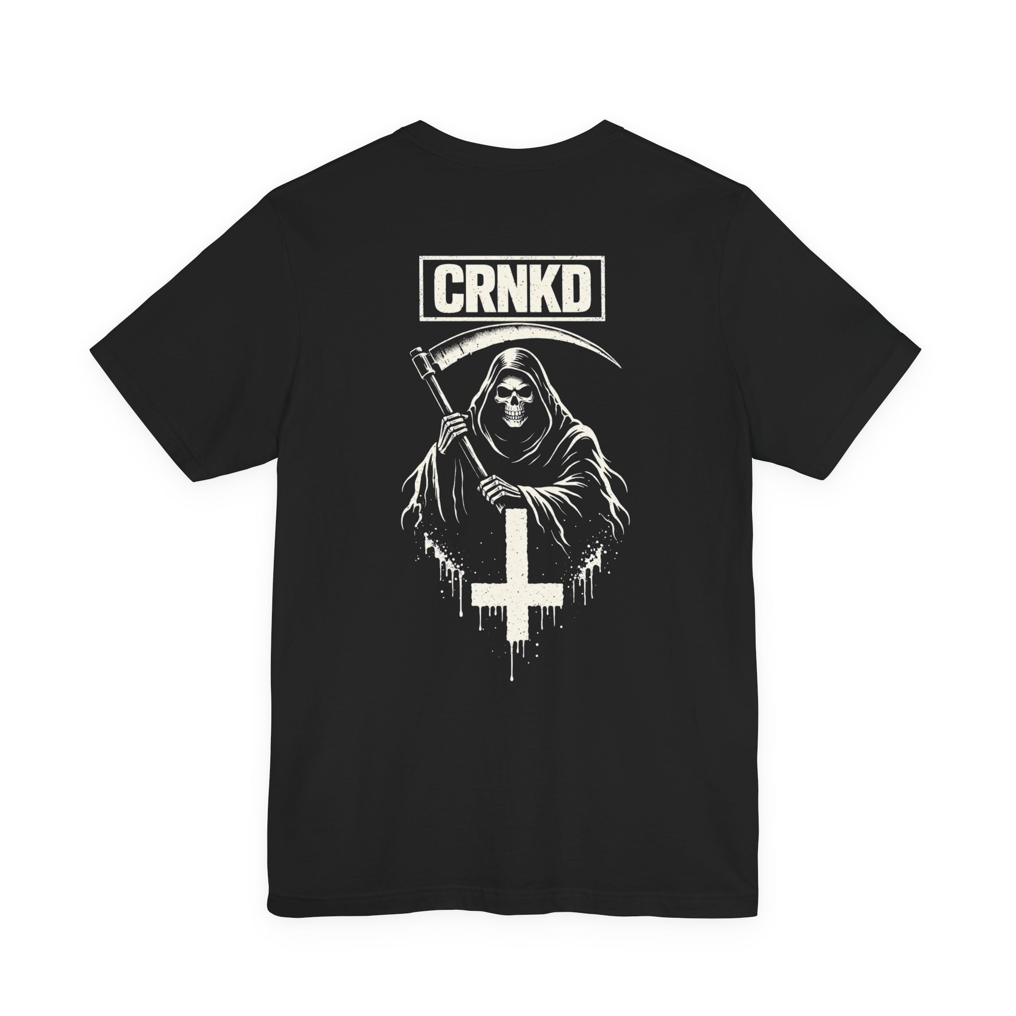 Grim Reaper CRNKD Graphic Tee – Gothic Scythe Skull Backprint