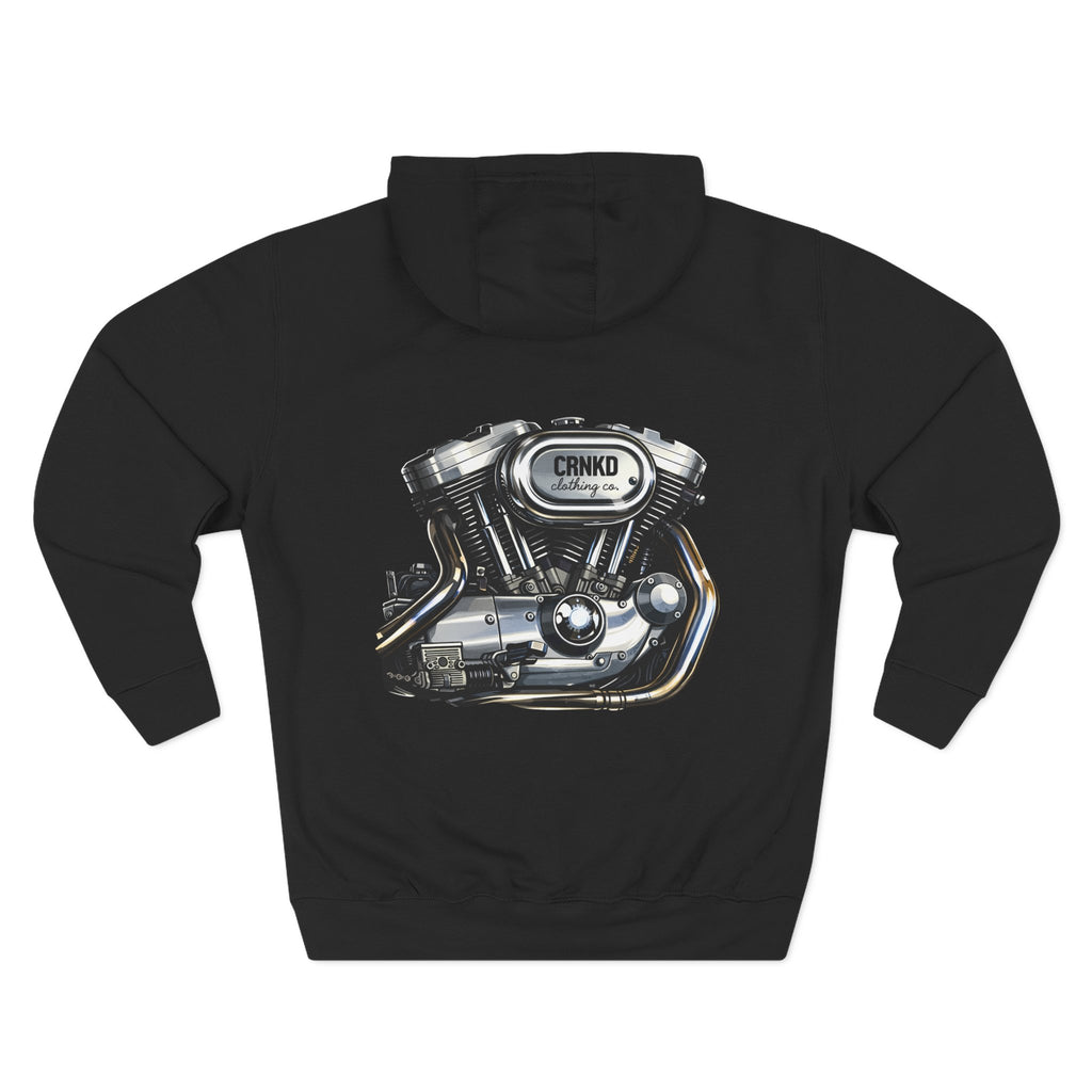 CRNKD Motorcycle Engine Hoodie — Vintage Biker Fleece Pullover