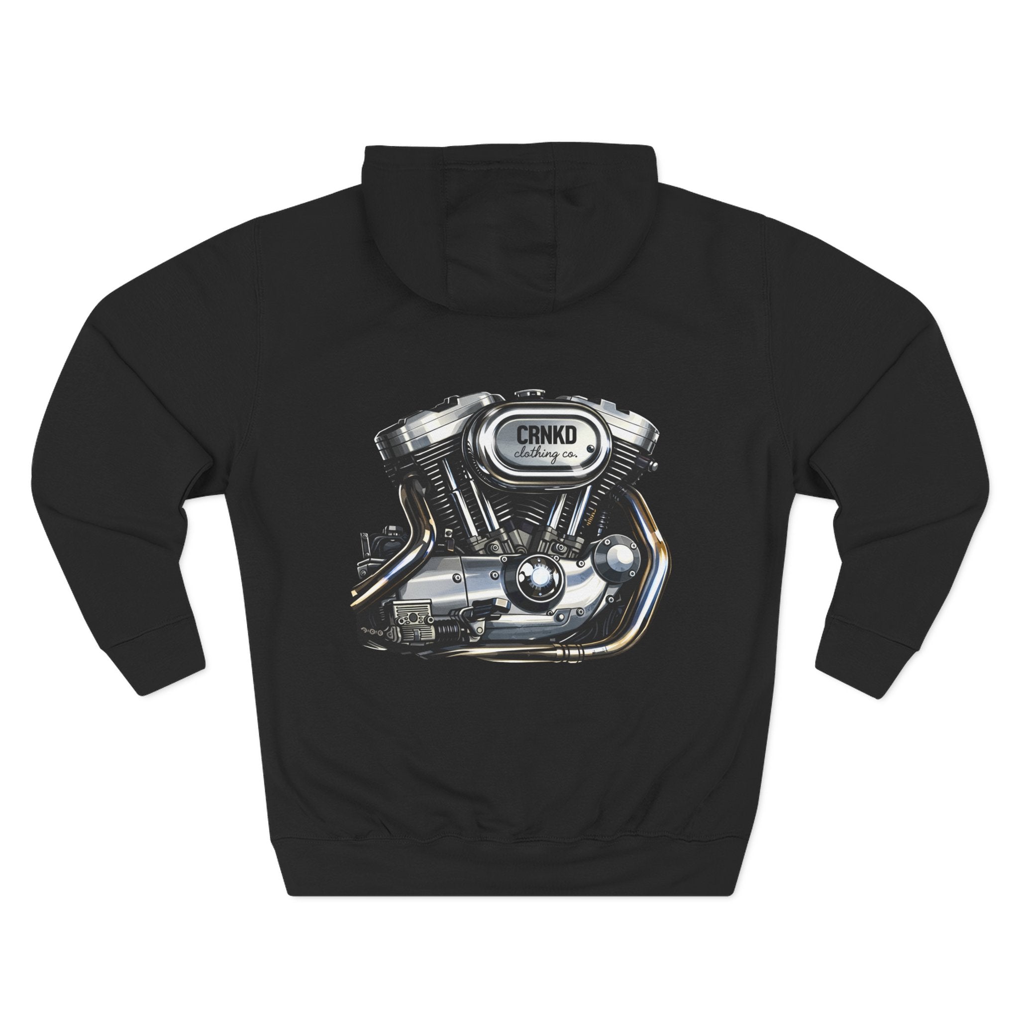 CRNKD Motorcycle Engine Hoodie — Vintage Biker Fleece Pullover